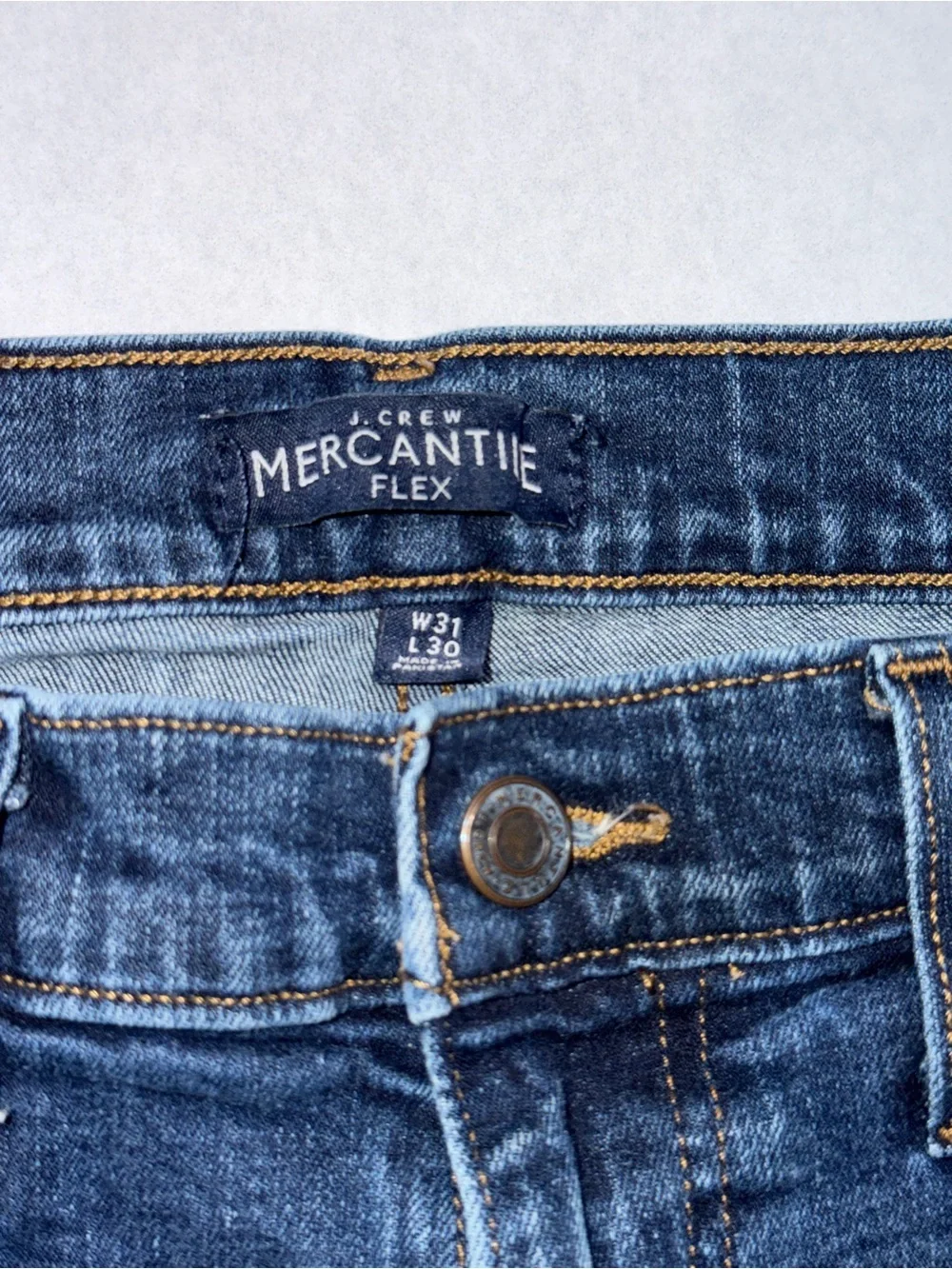 J. Crew Mercantile Flex Straight Men's Blue Jeans W31 Dark Wash Stretch Denim